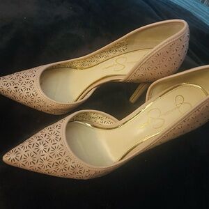 Jessica Simpson Beige Cutout Heels